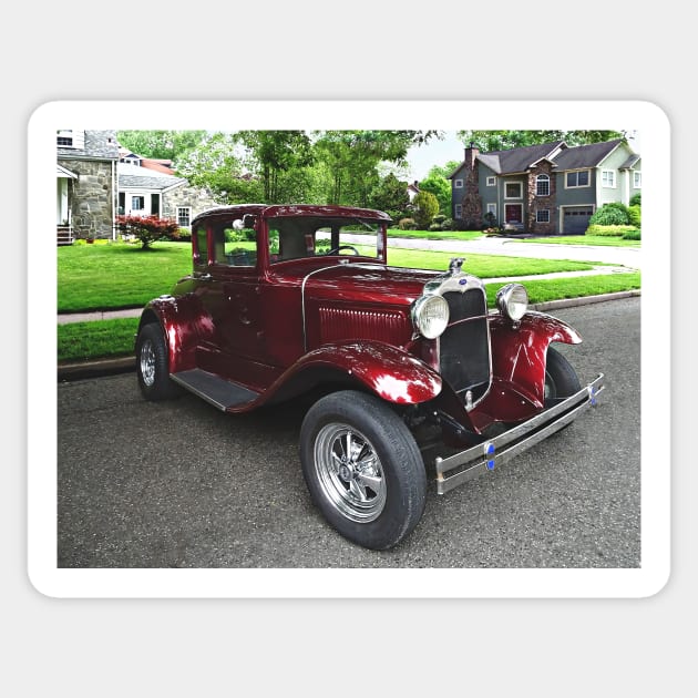 Cars - Maroon Vintage Car Sticker by SusanSavad